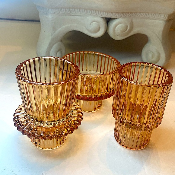 NEW ROBERT STANLEY SIGNATURE COLLECTION 3 PIECE GLASS CANDLE HOLDER - Picture 5 of 6